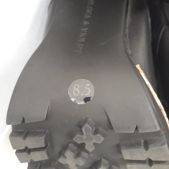 Chelsea & Violet Lexie Leather Lace-up Chunky Block Heel Combat Boot Black 8.5 - Picture 10 of 10